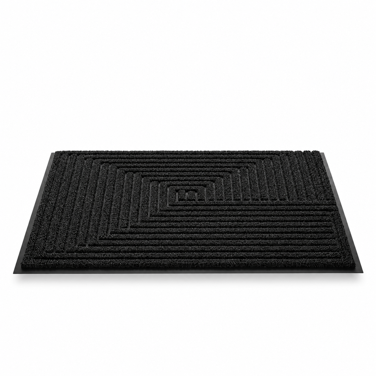 Black Geometric Rubber Doormat