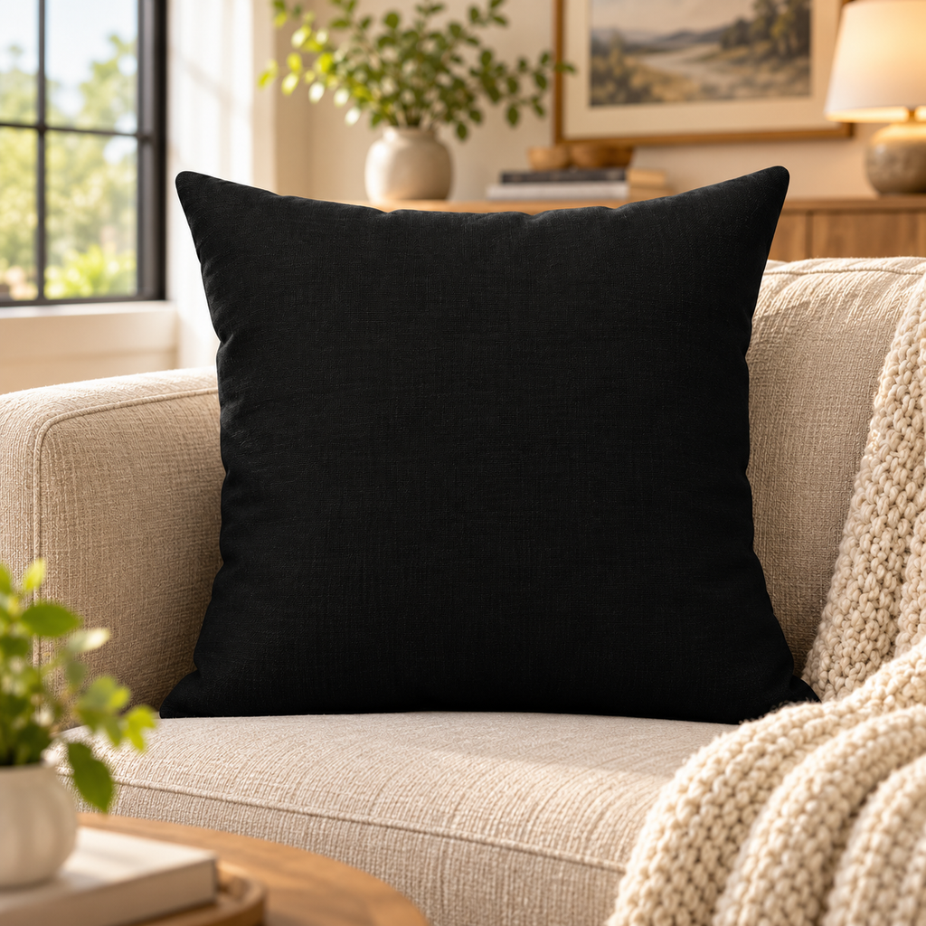 Black Minimalist  Throw Pillow