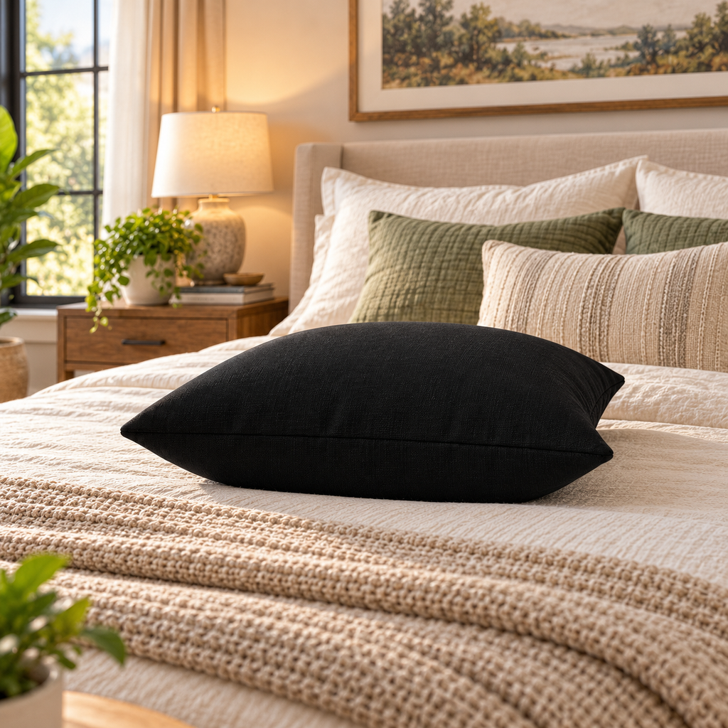 Black Minimalist  Throw Pillow