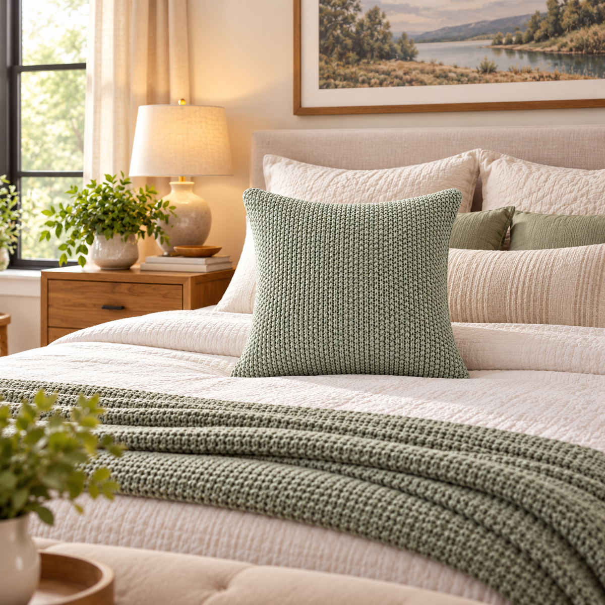 Textured Knit Decorative Throw Pillow