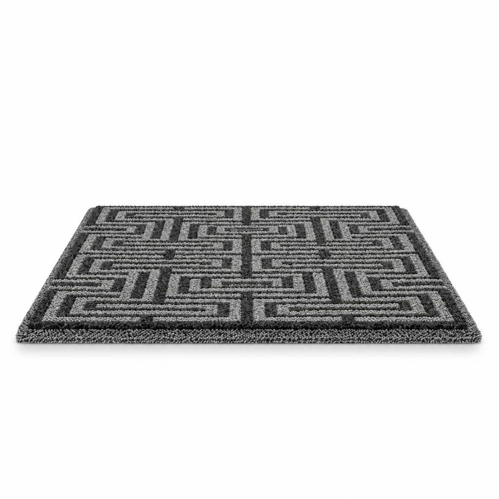 Gray Geometric Maze Doormat