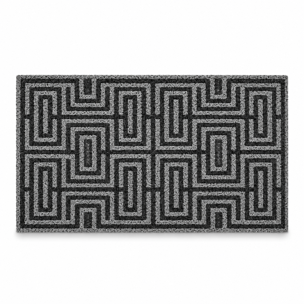 Gray Geometric Maze Doormat