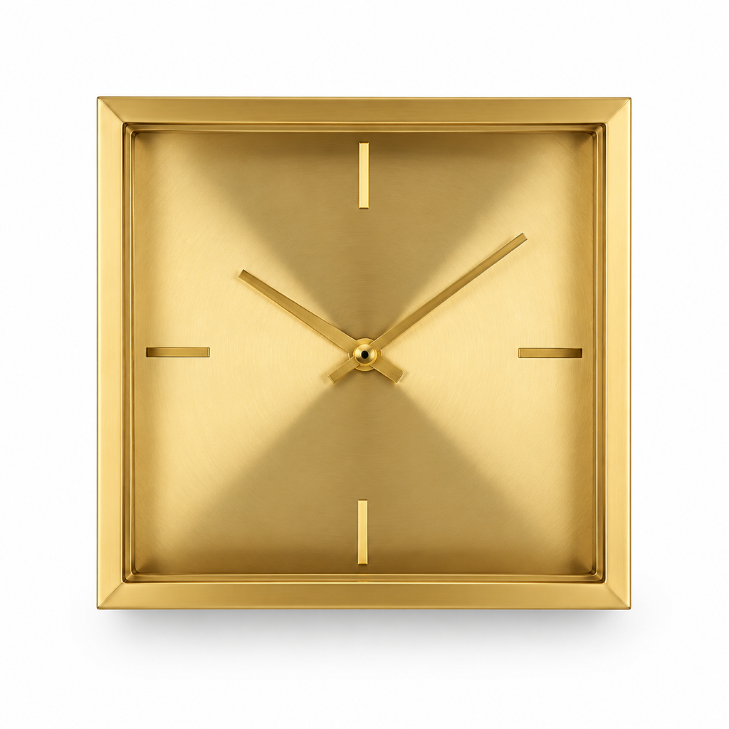 Gold Sunburst Modern Square Wall Clock