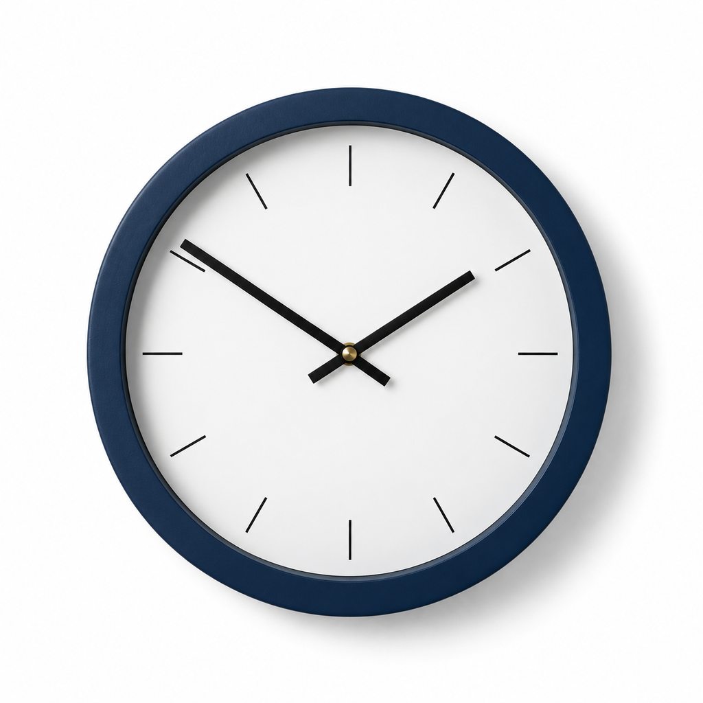 Navy Blue Minimalist Round Wall Clock