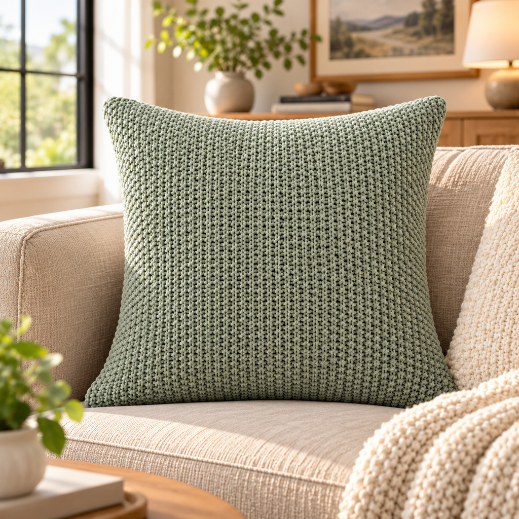Textured Knit Decorative Throw Pillow