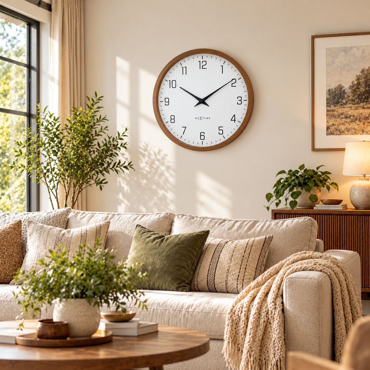 Lyra Modern Wood-Tone Wall Clock