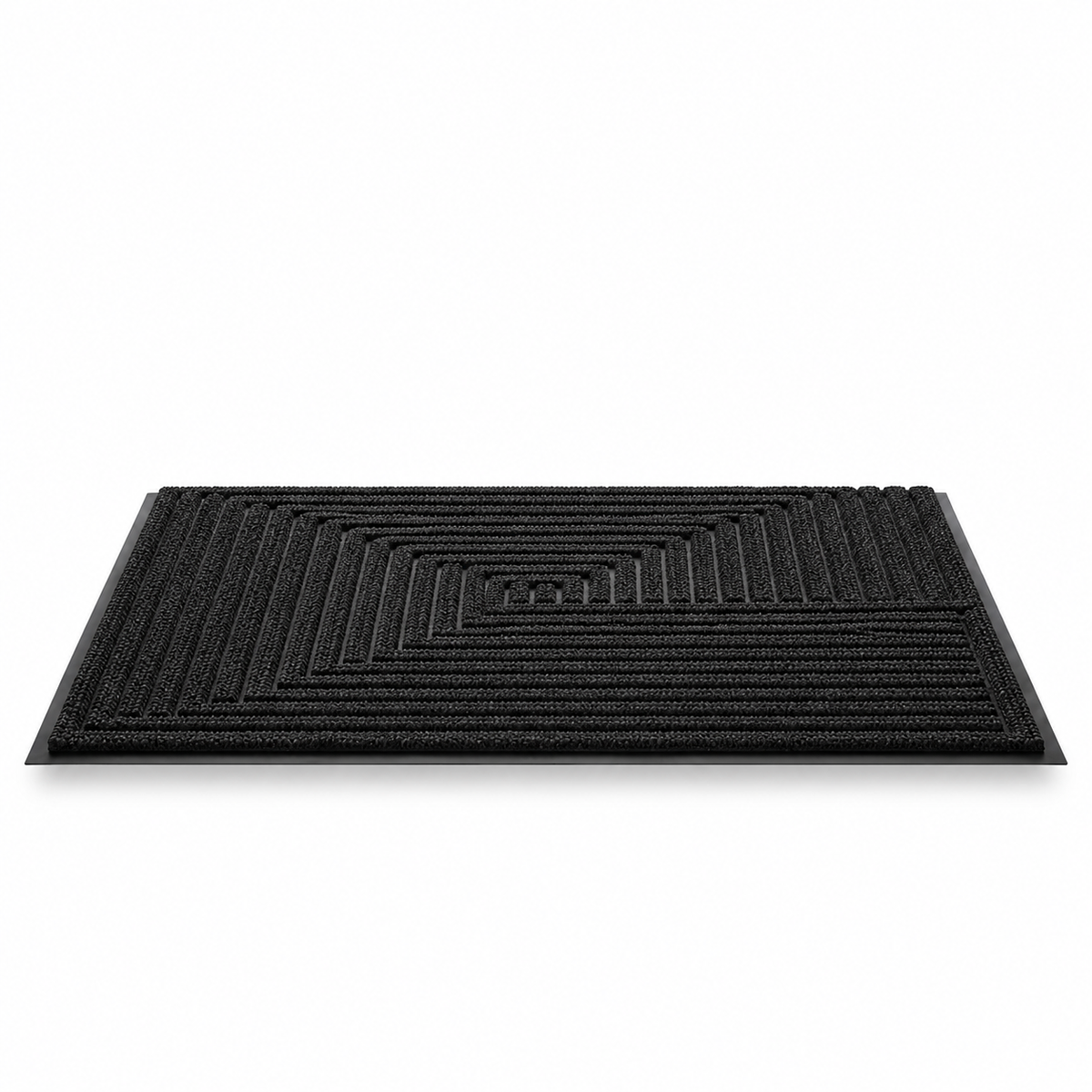 Black Geometric Rubber Doormat