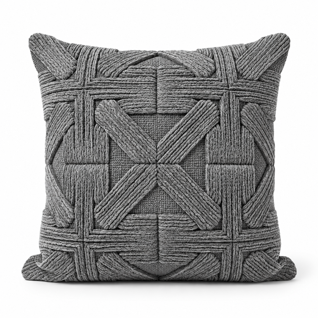 Gray Textured Throw Pillow
