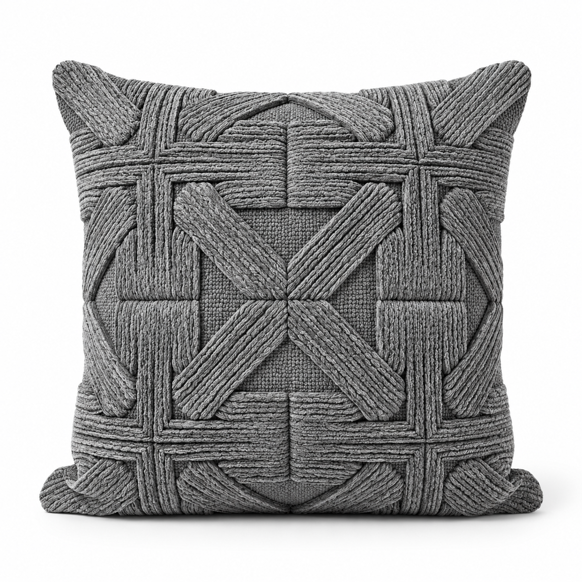 Gray Textured Throw Pillow