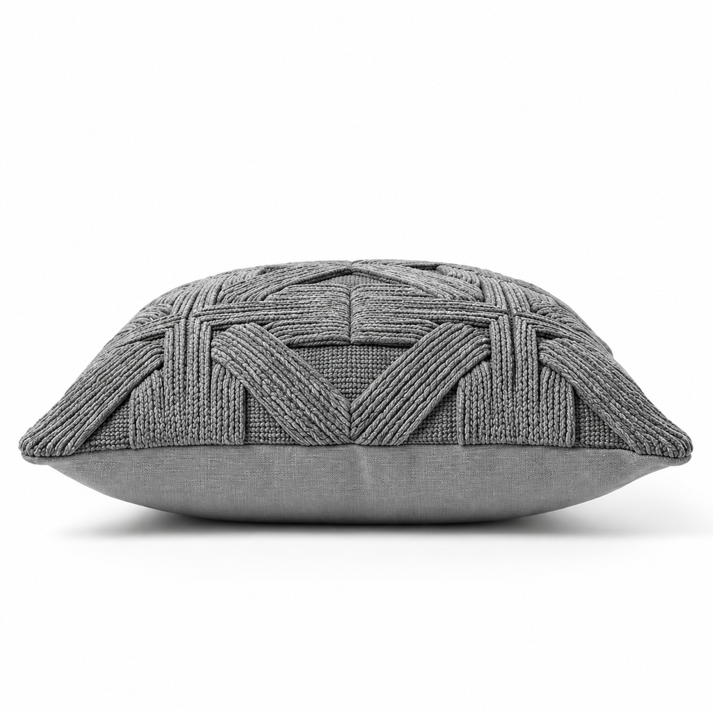 Gray Textured Throw Pillow