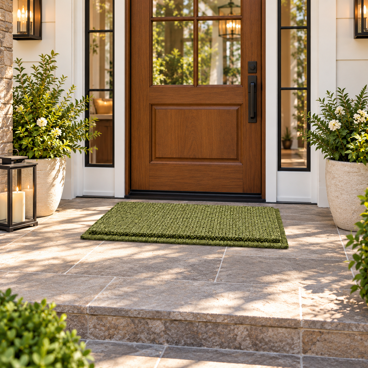 Olive Textured Woven Doormat